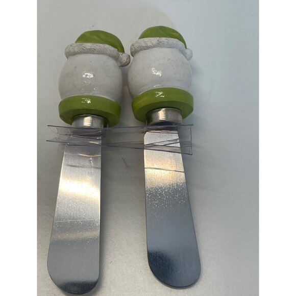 Cheese Spreaders Santa Claus Green/White 2Pc. NEW! - Picture 3 of 3